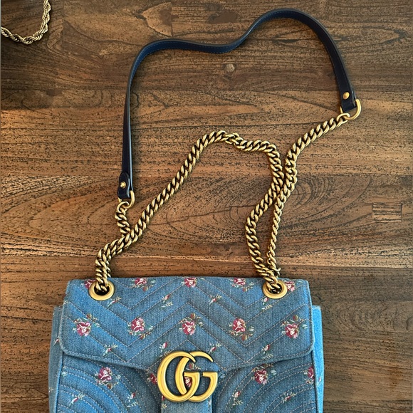 Japan Exclusive GUCCI Denim GG Marmont Shoulder Bag - Picture 5 of 11
